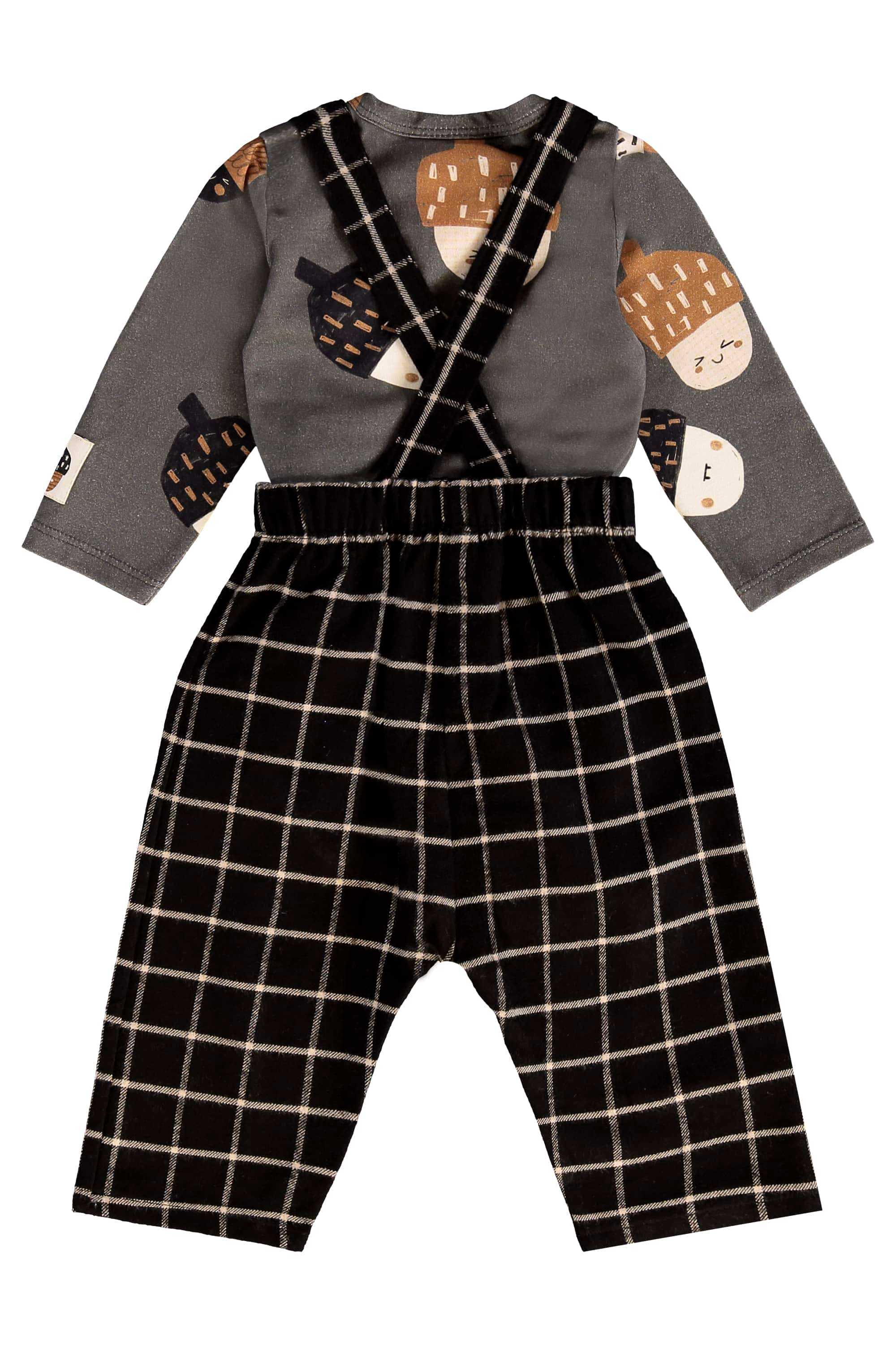 Conjuntos Nozes para Bebê Menino com Body e Jardineira (Cinza) Três e Já - Imagem 8